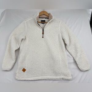 Simply Southern Sherpa Pullover Womens Sz S Cream Beige Quarter Zip Fleece
